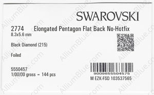 SWAROVSKI 2774 8.3X5.6MM BLACK DIAMOND F factory pack