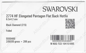 SWAROVSKI 2774 6.3X4.2MM BLACK DIAMOND M HF factory pack