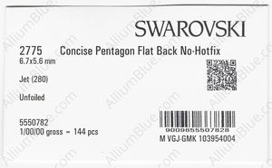 SWAROVSKI 2775 6.7X5.6MM JET factory pack
