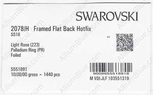 SWAROVSKI 2078/H SS 16 LIGHT ROSE A HF PR factory pack