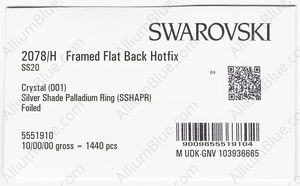 SWAROVSKI 2078/H SS 20 CRYSTAL SILVSHADE A HF PR factory pack