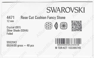 SWAROVSKI 4471 12MM CRYSTAL SILVSHADE F factory pack