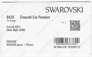 SWAROVSKI 6435 11.5MM CRYSTAL SILVNIGHT factory pack