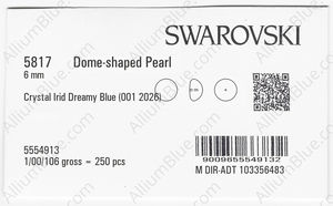 SWAROVSKI 5817 6MM CRYSTAL IRID DREAMY BLUE PRL factory pack
