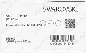 SWAROVSKI 5818 6MM CRYSTAL IRID DREAMY BLUE PRL factory pack
