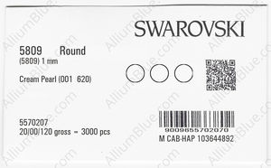 SWAROVSKI 5809 1MM CRYSTAL CREAM PEARL factory pack
