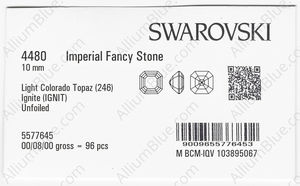 SWAROVSKI 4480 10MM LIGHT COLORADO TOPAZ IGNITE factory pack