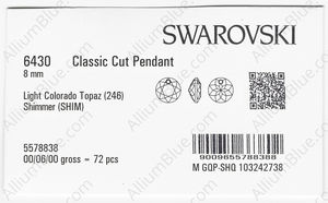 SWAROVSKI 6430 8MM LIGHT COLORADO TOPAZ SHIMMER factory pack