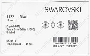 SWAROVSKI 1122 12MM CRYSTAL SEREGRAY_D factory pack