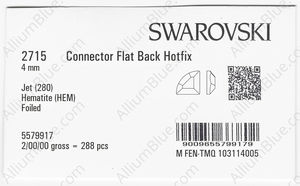SWAROVSKI 2715 4MM JET HEMAT M HF factory pack