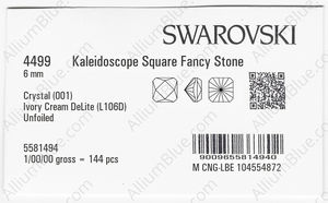 SWAROVSKI 4499 6MM CRYSTAL IVORYCRM_D factory pack
