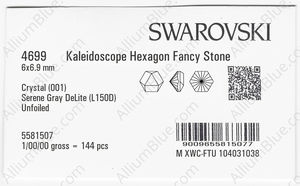 SWAROVSKI 4699 6X6.9MM CRYSTAL SEREGRAY_D factory pack
