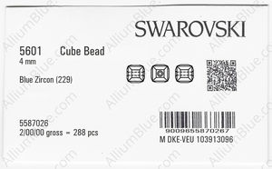 SWAROVSKI 5601 4MM BLUE ZIRCON factory pack