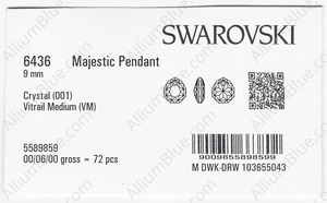SWAROVSKI 6436 9MM CRYSTAL VM P factory pack
