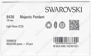 SWAROVSKI 6436 16MM LIGHT ROSE factory pack