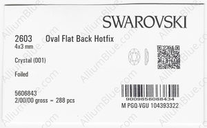 SWAROVSKI 2603 4X3MM CRYSTAL M HF factory pack