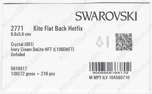 SWAROVSKI 2771 8.6X5.6MM CRYSTAL IVORYCRM_D HFT factory pack