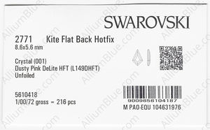SWAROVSKI 2771 8.6X5.6MM CRYSTAL DUSTPINK_D HFT factory pack