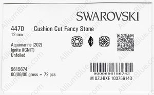 SWAROVSKI 4470 12MM AQUAMARINE IGNITE factory pack