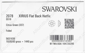 SWAROVSKI 2078 SS 16 CITRUS GREEN A HF factory pack