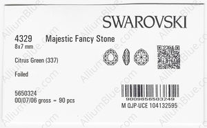 SWAROVSKI 4329 8X7MM CITRUS GREEN F factory pack