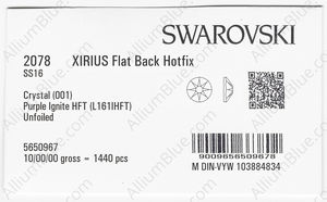 SWAROVSKI 2078 SS 16 CRYSTAL PURPLE_I HFT factory pack