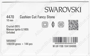 SWAROVSKI 4470 10MM CRYSTAL MAROON_I factory pack