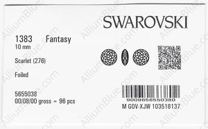 SWAROVSKI 1383 10MM SCARLET F factory pack