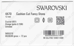 SWAROVSKI 4470 12MM CRYSTAL ORANGE_I factory pack