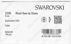 SWAROVSKI 3200 8MM AQUAMARINE F factory pack