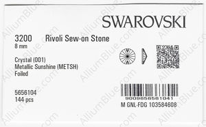 SWAROVSKI 3200 8MM CRYSTAL METSUNSH F factory pack