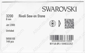SWAROVSKI 3200 8MM JET factory pack