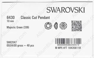 SWAROVSKI 6430 10MM MAJESTIC GREEN factory pack