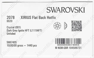 SWAROVSKI 2078 SS 20 CRYSTAL DKGREY_I HFT factory pack