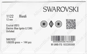 SWAROVSKI 1122 12MM CRYSTAL ELCBLUE_I factory pack