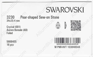 SWAROVSKI 3230 34X20.4MM CRYSTAL AB F factory pack