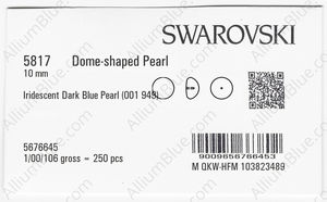 SWAROVSKI 5817 10MM CRYSTAL IRIDESC. DK BLUE PRL factory pack