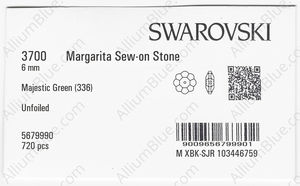 SWAROVSKI 3700 6MM MAJESTIC GREEN factory pack