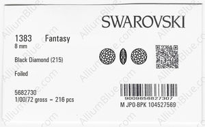 SWAROVSKI 1383 8MM BLACK DIAMOND F factory pack