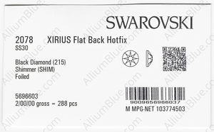 SWAROVSKI 2078 SS 30 BLACK DIAMOND SHIMMER A HF factory pack