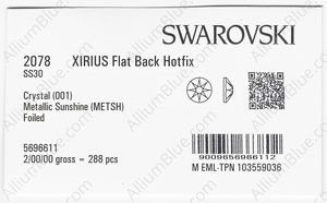 SWAROVSKI 2078 SS 30 CRYSTAL METSUNSH A HF factory pack