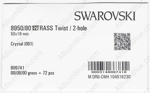 SWAROVSKI 8950 NR 801 250 CRYSTAL B factory pack