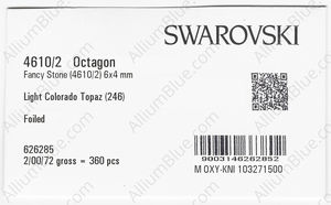 SWAROVSKI 4610/2 6X4MM LIGHT COLORADO TOPAZ GG factory pack