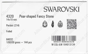 SWAROVSKI 4320 14X10MM PERIDOT F factory pack