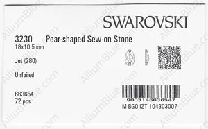 SWAROVSKI 3230 18X10.5MM JET factory pack