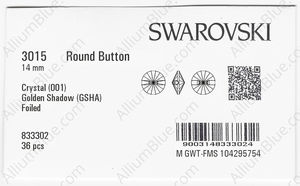 SWAROVSKI 3015 14MM CRYSTAL GOL.SHADOW M factory pack