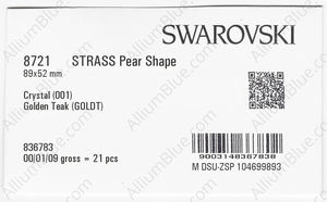 SWAROVSKI 8721 89X52MM CRYSTAL GOLD. TEAK B factory pack