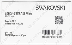 SWAROVSKI 8950 NR 401 180 CRYSTAL GOLD. TEAK B factory pack