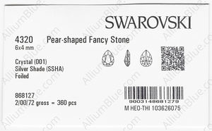 SWAROVSKI 4320 6X4MM CRYSTAL SILVSHADE F factory pack