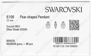 SWAROVSKI 6106 22MM CRYSTAL SILVSHADE factory pack